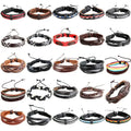 2023 Wholesale Mixed Braided Multilayer Genuine Cuff Wrap Adjustable Leather Bracelets For Men