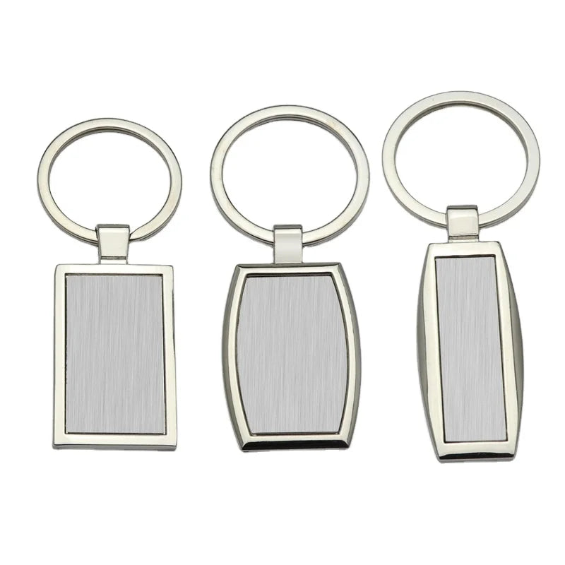 Custom Epoxy Engraved Oval Heart Round Square Spinning Metal Keychain Keyring Car Keychain Metal With Logo