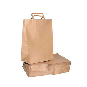 Manufacturer Custom Brown Paper Carrier Bag with Flat Handle From China Source Factory Supplier