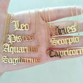 Non Tarnish Waterproof Jewelry Stainless Steel Gold Plated 12 Zodiac Vintage Letter Pendant Choker Necklace for Women