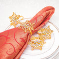 Wholesale Crystal Napkin Rings New Luxury Snowflake Table Accessories Iron Napkin Holder Christmas Party Serviette Decoration