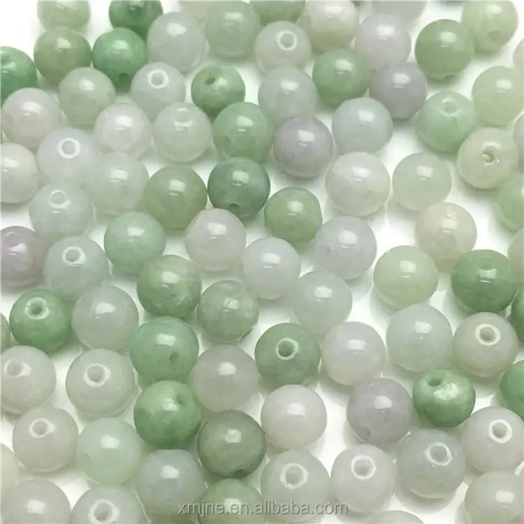 Burmese Jade Jade Jade Beads Loose Beads Glutinous Bean Green 7MmGrade a Round Beads DIY Jewelry Ingredients