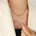 Stainless Steel Women's Jewelry Letter Zircon Pendants 18K Gold Plated Chain Necklaces for Wedding Anniversary Gift Party