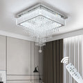UK Warehouse Dropping Modern Stainless Steel Remote Control Led Smart Cluster Crystal Drop Pendant Lamp Chandelier Surface