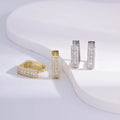 Wholesale Earrings Jewelry Gold Rhodium Plated Full Cubic Zirconia Round Huggie 925 Sterling Silver Fine Jewelry Earrings