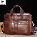 BULLCAPTAIN Luxury Men's Genuine Leather Briefcase Large Capacity Multi-Function Handbag for Leisure & Business Computer Bag
