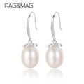 CZCITY Women Trendy Jewelry Wedding Bride Zircon Cubic Classic White Gold Freshwater Pearl Earrings