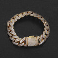 Luxury Men Full Diamond Micro Prong 18K Gold Bracelet Women Jewelry Cuban Bracelet