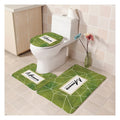 Three Pieces Flannel Printed Toilet Mat Non slip Bathroom Mat Set Rug Carpet Bathmat Set