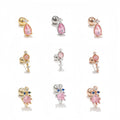 Hot Selling Zircon Studs Earrings Pink Peach Heart Diamond Ear Bone Stud 18K Gold Plated Brass Piercing Studs Earrings for Women
