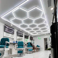 Customized Carshop Hexagon Detailing Light Showroom Hex Lighting for Auto Care Garage Hexagrid Ceiling Lights