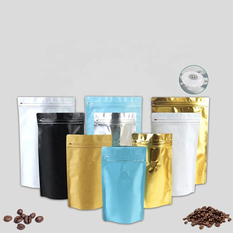 Wholesale Doypack Coffee Bag Colorful Food Packaging Bag Laminated Aluminum Foil Bag Coffee Beans Tea Selfsealing Bag with Valve