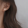 Fashionable Dainty Straight Hanging Earings Long Wire Tassel Thread Chain Gold Stars Stud Earrings for Women