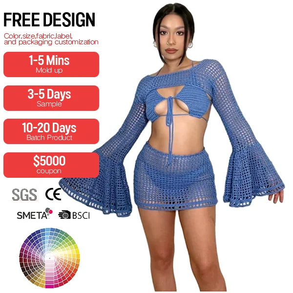 Women Beach Cover-up Wrap Skirts Costume Da Bagno Swimwear Women Bikini Set Beach Cover up