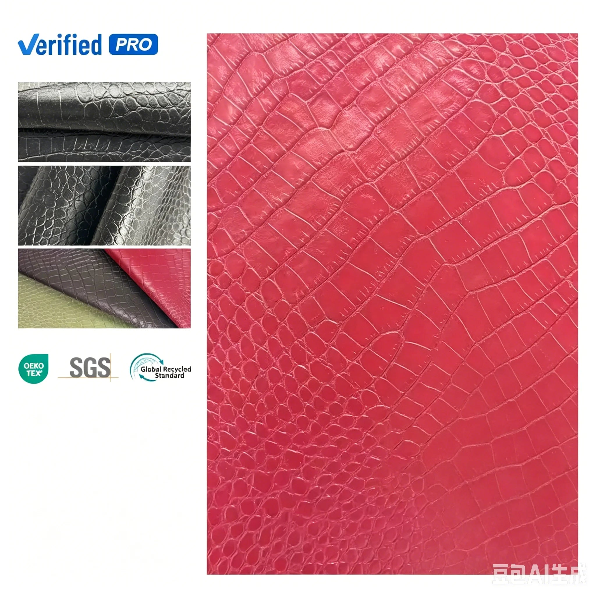 Customized Synthetic Leather Alligator Skin Artifical PU Leather Fabric Jacket Fabric Colorful Waterproof  for Garments Fabric