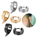 Stainless Steel 4*9 Frosted Geometric Trendy Punk Rock Small Circle Hoop Earrings Unisex