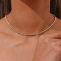 Wholesale Fashion Women's Jewelry 18K Gold Plated Stainless Steel Full Diamond Chain Choker Necklace Party Anniversary Wedding