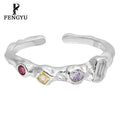 Fine Irregular Colored Zircon Rings for Women 925 Sterling Silver Fashion Gemstone Adjustable Ring Custom Jewelry Wholesale