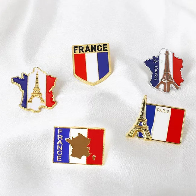 Custom France National Flag Enamel Pin Plated Metal Crafts Broche Pins