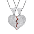 Hip Hop Iced Half Heart Necklace Men's Brass Gold Plated Chain Zircon Religious Style Heart-Shaped Pendant Party Gifts