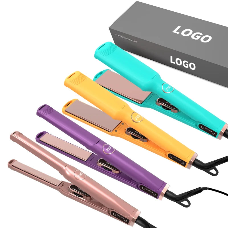 Professional Titanium LCD Electric Flat Iron Straightener with Fast PTC Heating 1 Year Warranty Hotel Use Custom Private Label