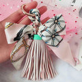 Wholesale Bag Accessories Tassel Keychain Luxury PU Pendant Key Rings with Bow Colorful Decoration Gift Key Chain for Girl