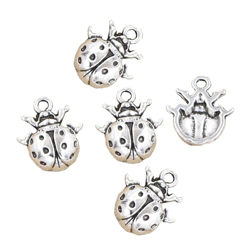 Charms Ladybug Bug 16x14mm Handmade Making FitVintage Tibetan Silver Color PendantsDIY for Bracelet Necklace
