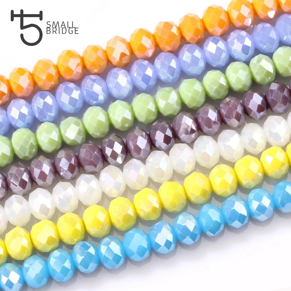 4 6 8mm Austria Oblate Glass Faceted Beads for Making Jewelry Diy Bracelet Necklace Beads Round Loose Spacer Beads Wholesale
