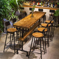 Metal Restaurant High Wooden Industrial Coffee Bar Table and Chair