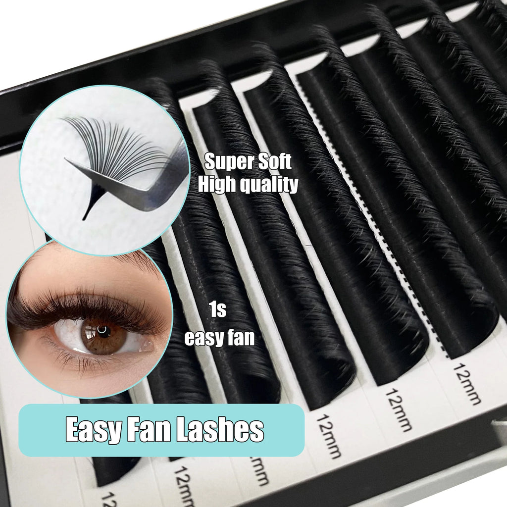 Easy Fans Korean Mega Volume Extension Lash Trays Matte Black Cashmere Premium Cashmere Lash Trays