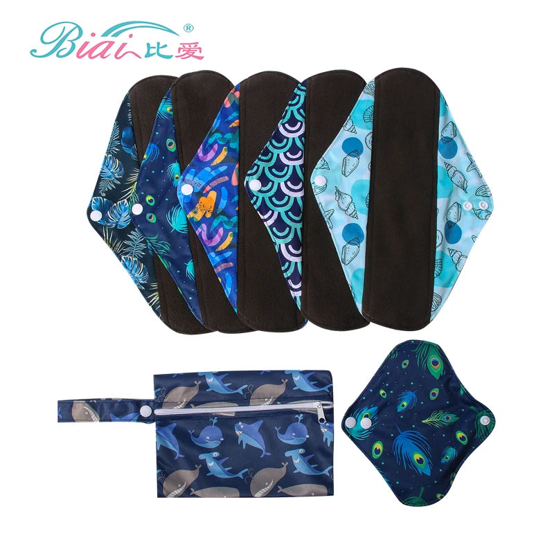 OEM Bamboo Charcoal Reusable Cloth Menstrual Pad More Comfortable Sanitary Pad Removable Washable Sanitary Nappy