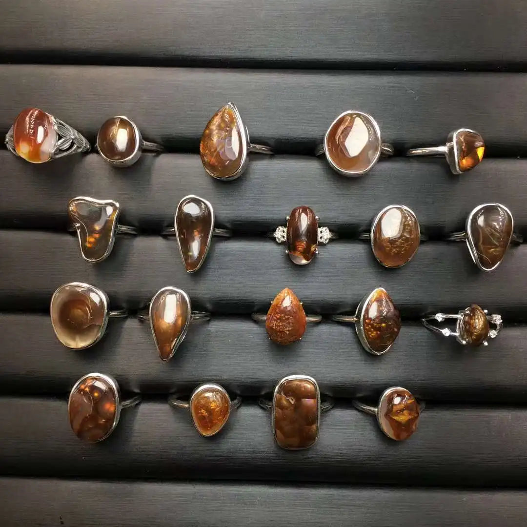 Natural Fire Agate Gemstones Healing Stone Ring for Women 925 Solid Sterling Silver Wedding Engagement Bride Unique Gift