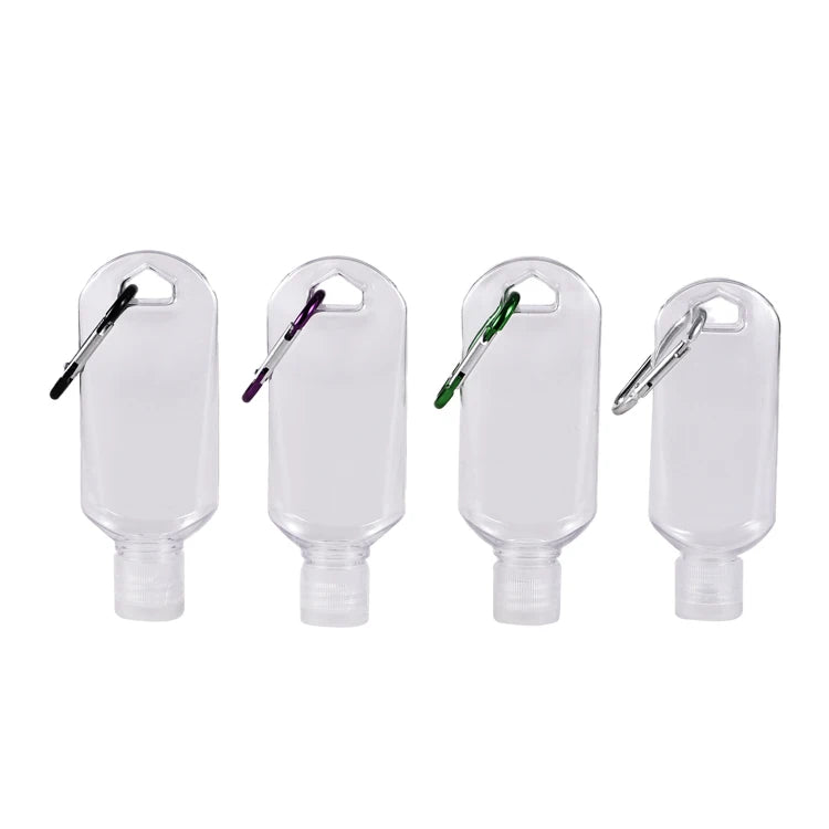 2oz 60ml 50ml Refillable Travel Hand Sanitizer Empty Squeeze Screw Cap Alcohol for Oval PET Leakproof Keychain