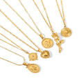 INS Fashion Moon Sun Pendant Jewelry Stainless Steel 18k Gold Plated Oval Pendant Retro Star Necklace for Women