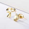 In Stock Brass Spiral Irregularly Twisted Earrings Female
