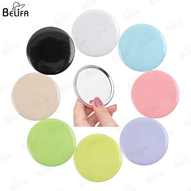 Custom Print Logo Cute Pocket Round Mini Make Up Hand Mirror For Makeup Small Vanity Mirror