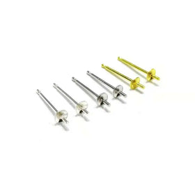 Wholesale Bulk 925 Sterling Silver Stud Earring Hook Stud Empty Collet Earrings Jewelry Accessories