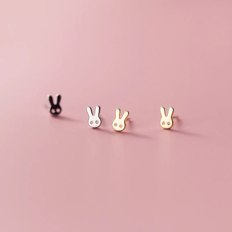 Sweet Rabbit Stud Earrings for Women Daughter Girls Kids Birthday Gift Genuine 925 Sterling Silver Earrings