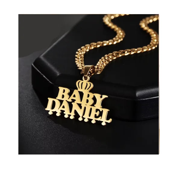 Wholesale Cheap Gold Plated Pendent Jewelry Hip Hop Stainless Steel Custom Name Letter Necklace