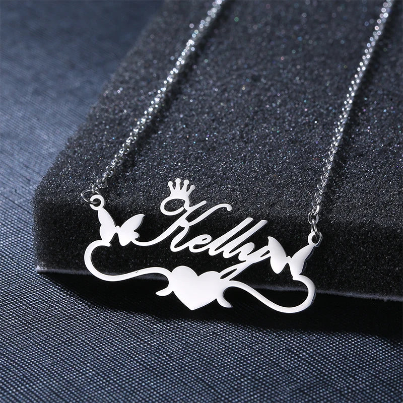 Factory Direct Stainless Steel Custom Heart Chain Personalized Name Necklace