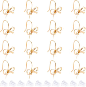 Hot Sale 24Pcs Golden Bowknot Brass Stud EarringsStud Earring with Plastic Ear Back for Earring Jewelry Making