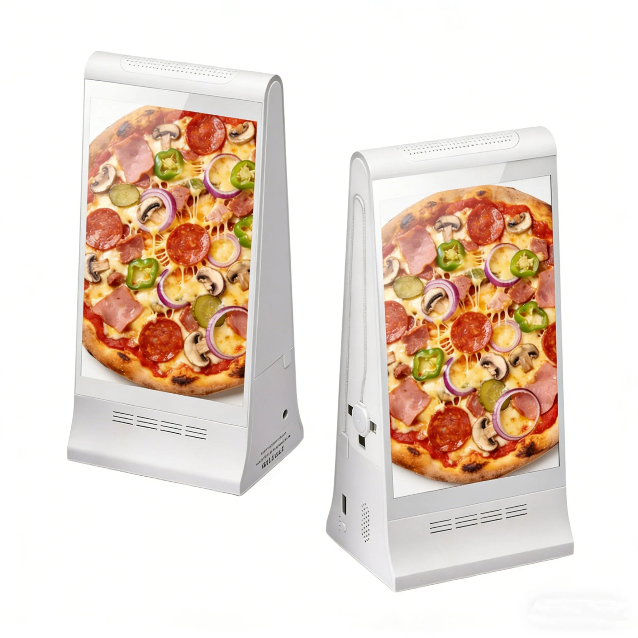 FYD-868 Tabletop Battery Powered Dual 7 Inch Touch Screen Digital Advertisement Menu Display Order Kiosk Signage Media Player