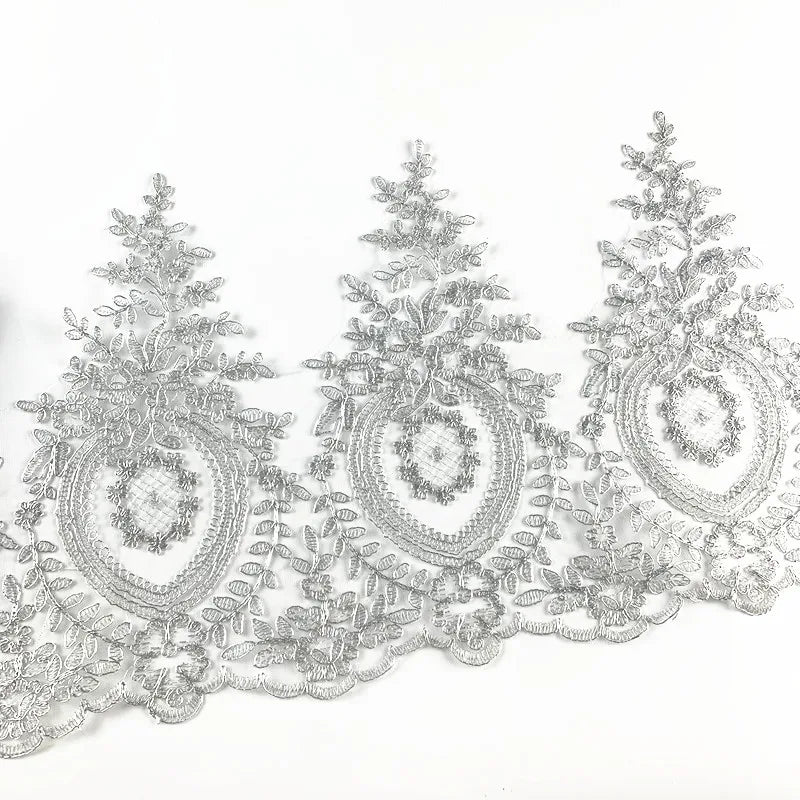 Flower Embroidery Geometric Pattern ROMANTIC Style Lace Ruffle Non-elastic Soft Tulle Polyester Mesh Fabric Eco-Friendly Lace
