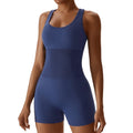 One Piece Jumpsuit Shorts for Women Backless Workout Bodysuit with U Neck Tummy Control Bodycon Stretch Yoga Leggings Outfits