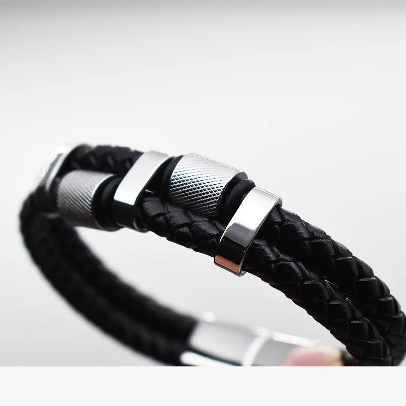 BMZ 2026 2 Layers Braided Cow Leather Bracelet Unisex