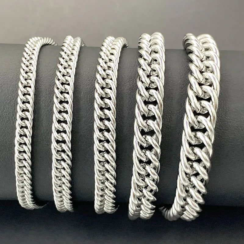 Stainless Steel Side Double Woven Chain Multi-specification DIY Necklace Bracelet Thick Men's and Women's s with Materials in