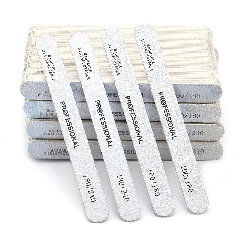 Professional Wooden Nail File Double Sided Emery Board for Manicure Pedicure UV Gel Acrylic Nails