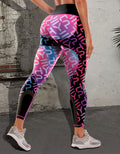Women's Fashion Letters Print High Waist Yoga Leggings Outdoor Exercise Hip Lift Abdominal Control Elastic Leggings
