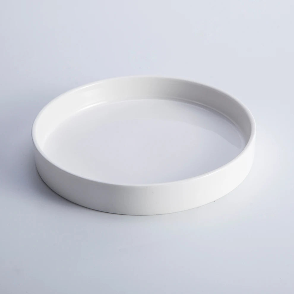 Shengjing Bulk Modern White Matte Round Porcelain Color Enamel Eco-Friendly Salad Plate for Party Use