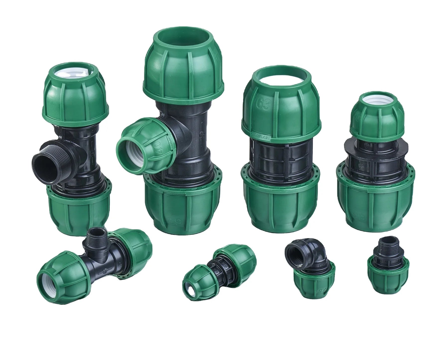 Competitive OEM IRRIPLAST Design DN20-110 Hdpe Pipe Compression Fittings PP Compression Fittings Equal Tee for Drip Irrigation